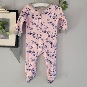 Burt’s Bees Baby Girl Organic Cotton Floral Footed Onesie 3-6‎ M Months